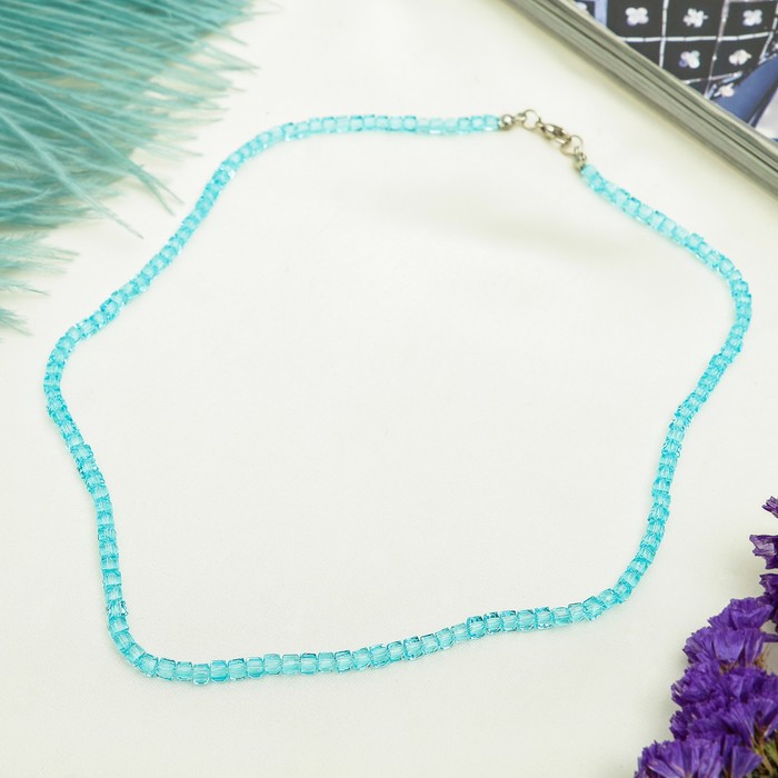 Бусы "Хрусталь" кубик №4, под аквамарин, 45см