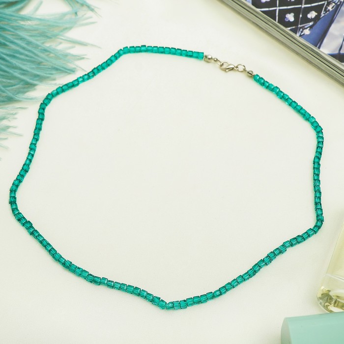 Бусы "Хрусталь" кубик №4, под изумруд, 45см