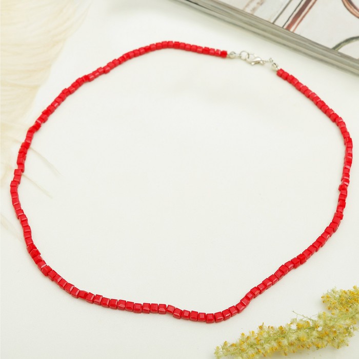 Бусы "Хрусталь" кубик №4, под рубин, 45см