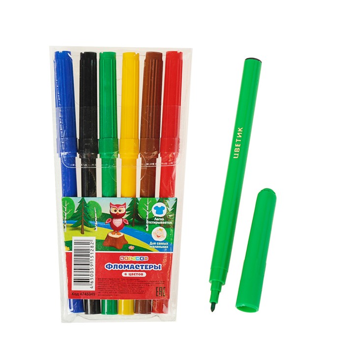 Фломастеры 6 цветов ЗКХ Цветик 4745345