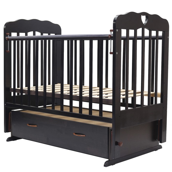 Кроватка детская "ВИОЛЕТТА"- 6 сердечко, маятник, 120 х 60 см (венге)