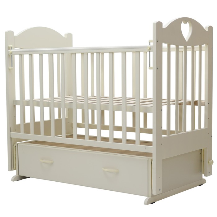 Кроватка детская "ЕВА"-6 (с сердечком) маятн/ящ., 120 х 60 см (слон. кость)