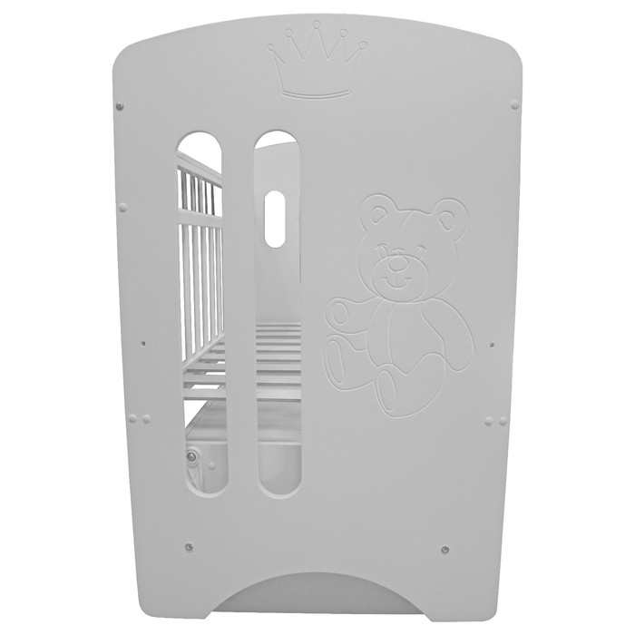 Кроватка детская "КАРОЛИНА" маятник. ящик на колесах, 120 х 60 см (белый)