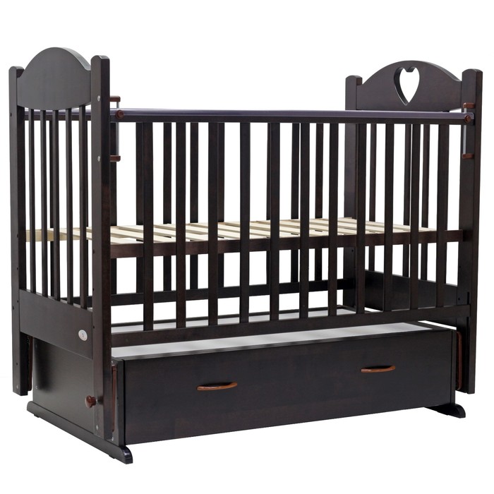 Кроватка детская "ЕВА"-6 (с сердечком) маятн/ящ., 120 х 60 см (венге)