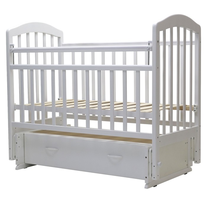 Кроватка детская "ЛИРА"-7 универ.маятн/ящ., 119 х 60 см (белый)