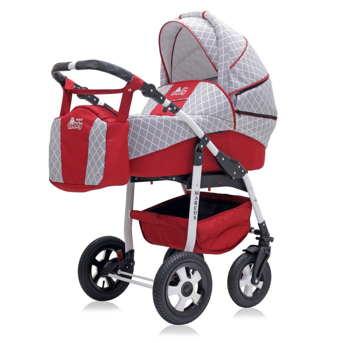 Коляска 3 в 1 MARCUS PCOF (BartPlast) M06 Красный,