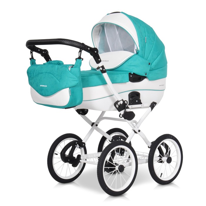 Коляска  BRANO ECCO Prestige (Riko) 15 бирюза-белый