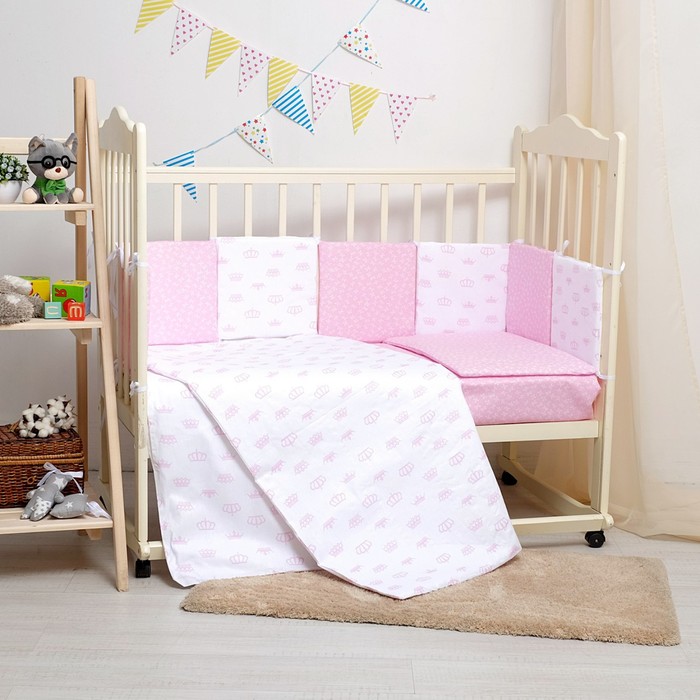 Комплект в кроватку 6 пр. "Кубики" для девочки, бязь, хл100 120 гм