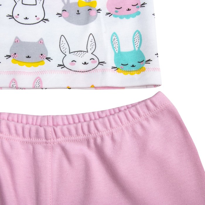 Пижама c манжетами для девочки, рост 104 см, цвет Зайки-розовый U070111Y104