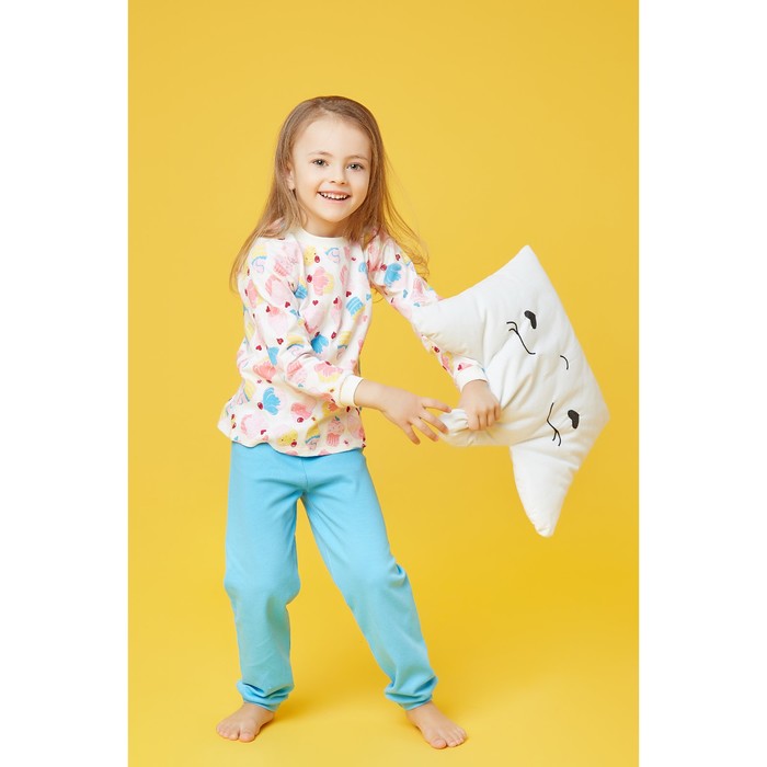 Пижама c манжетами для девочки, рост 110 см, цвет Пироженки-голубой U070111Y110