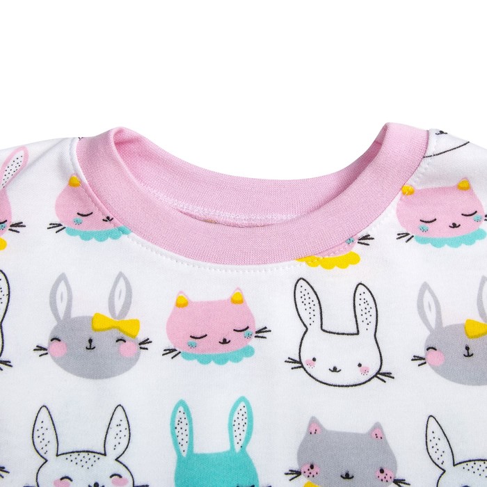 Пижама c манжетами для девочки, рост 110 см, цвет Зайки-розовый U070111Y110