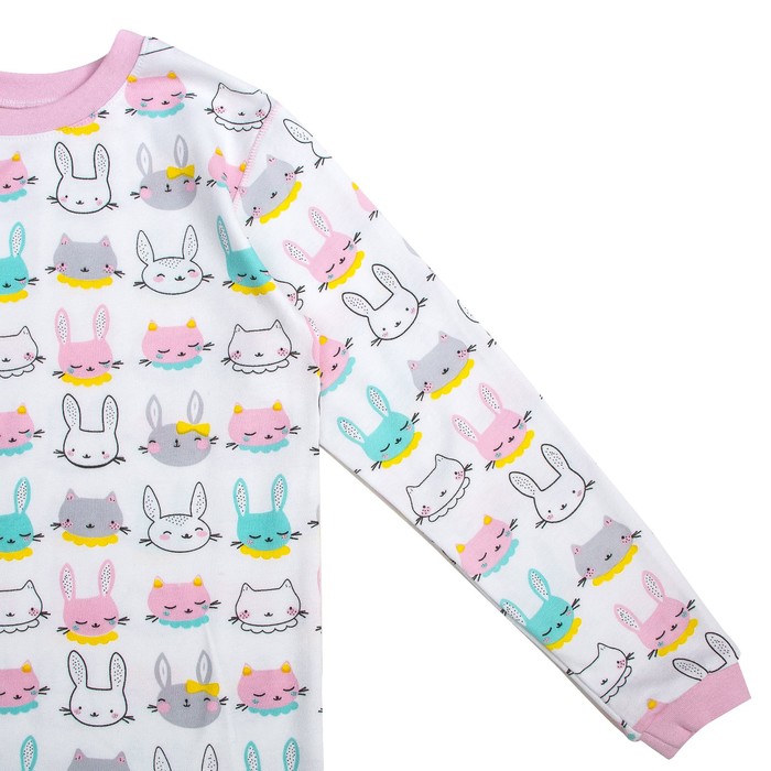 Пижама c манжетами для девочки, рост 122 см, цвет Зайки-розовый U070111Y122