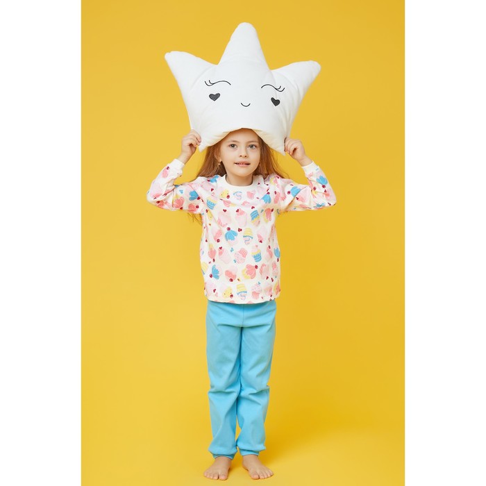 Пижама c манжетами для девочки, рост 128 см, цвет Пироженки-голубой U070111Y128