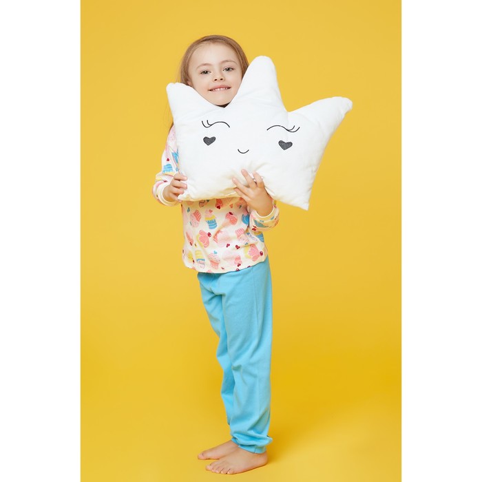 Пижама c манжетами для девочки, рост 128 см, цвет Пироженки-голубой U070111Y128