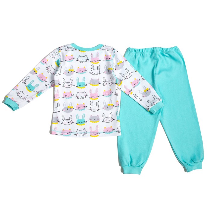 Пижама c манжетами для девочки, рост 128 см, цвет Зайки-голубой U070111Y128