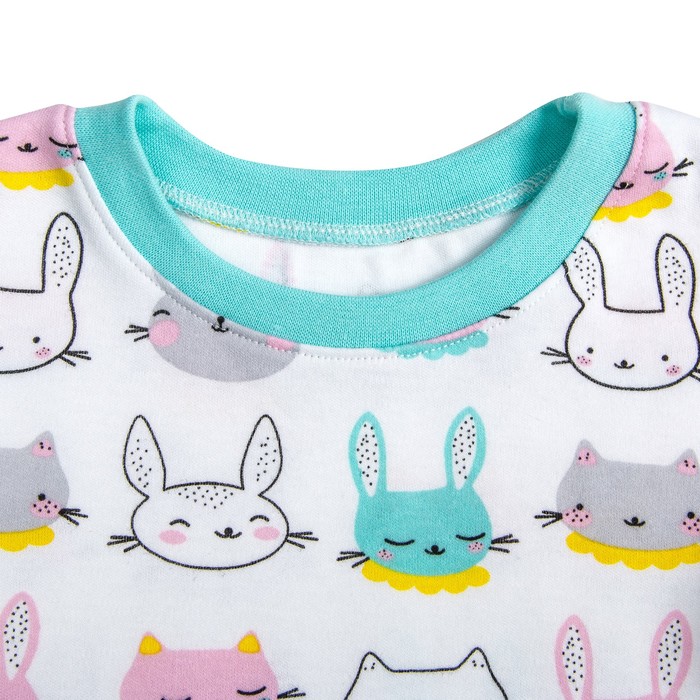 Пижама c манжетами для девочки, рост 128 см, цвет Зайки-голубой U070111Y128