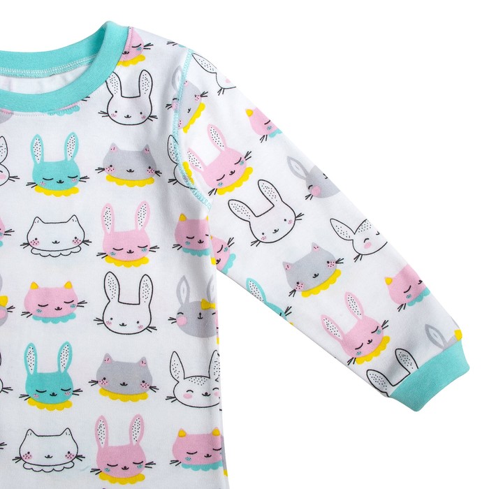 Пижама c манжетами для девочки, рост 128 см, цвет Зайки-голубой U070111Y128