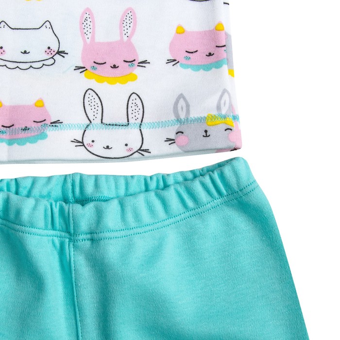 Пижама c манжетами для девочки, рост 128 см, цвет Зайки-голубой U070111Y128