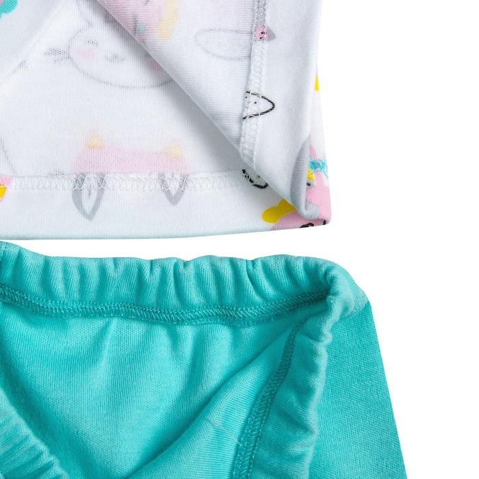 Пижама c манжетами для девочки, рост 128 см, цвет Зайки-голубой U070111Y128