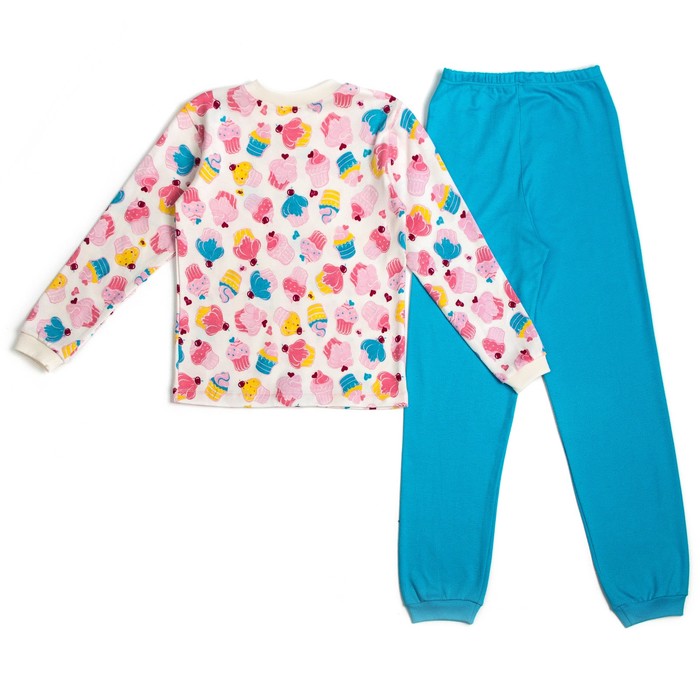 Пижама c манжетами для девочки, рост 92 см, цвет Пироженки-голубой U070111Y92_М