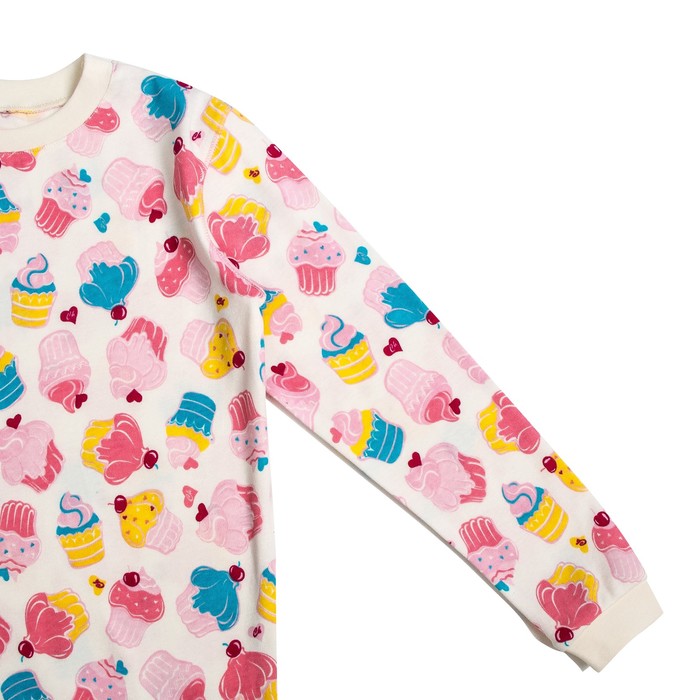 Пижама c манжетами для девочки, рост 92 см, цвет Пироженки-голубой U070111Y92_М