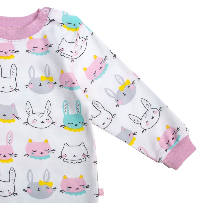 Пижама c манжетами для девочки, рост 92 см, цвет Зайки-розовый U070111Y92_М