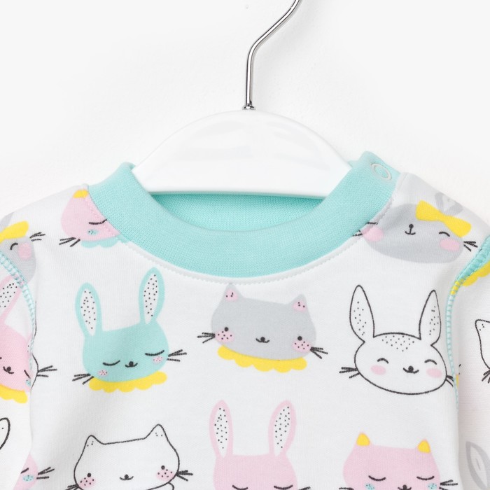 Пижама c манжетами для девочки, рост 92 см, цвет Зайки-голубой U070111Y92_М