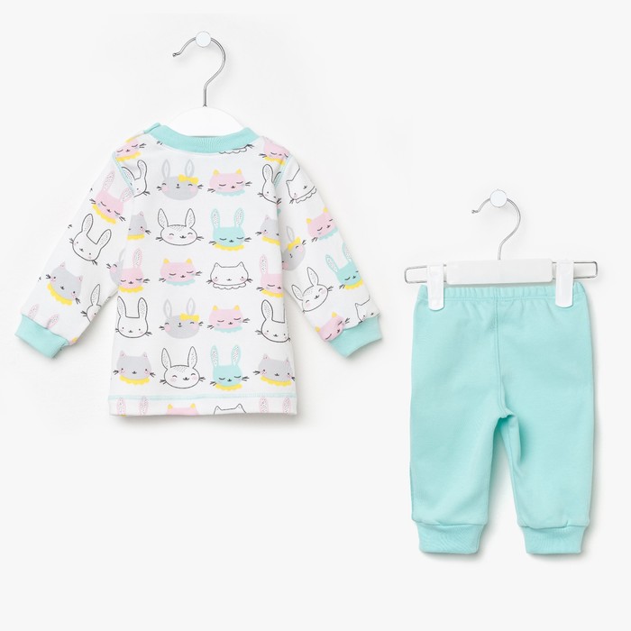 Пижама c манжетами для девочки, рост 92 см, цвет Зайки-голубой U070111Y92_М