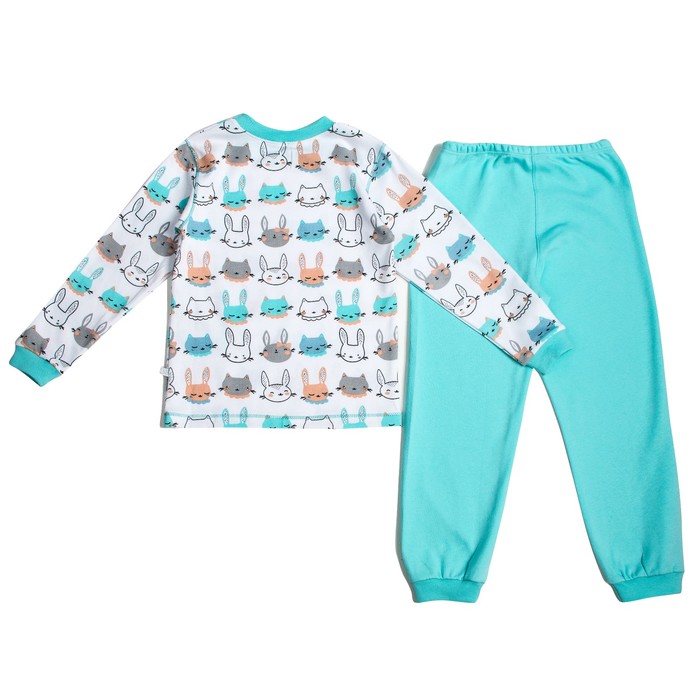 Пижама c манжетами для мальчика, рост 122 см, цвет Зайки-серый -бирюза U070111Y122