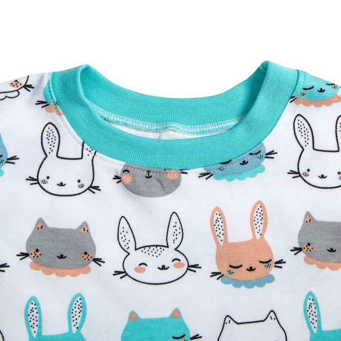 Пижама c манжетами для мальчика, рост 122 см, цвет Зайки-серый -бирюза U070111Y122