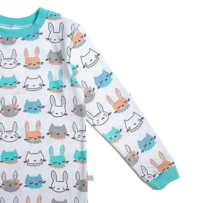 Пижама c манжетами для мальчика, рост 122 см, цвет Зайки-серый -бирюза U070111Y122