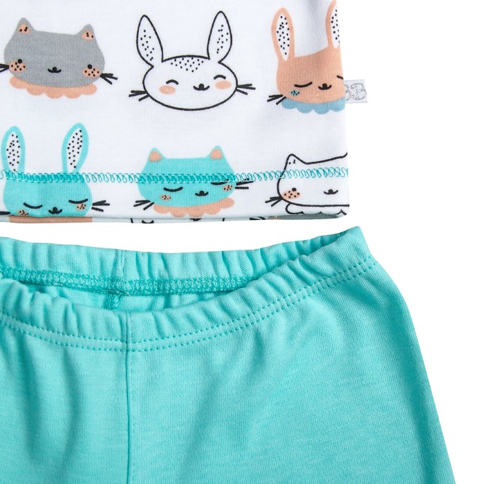 Пижама c манжетами для мальчика, рост 62 см, цвет Зайки-серый -бирюза U070111Y62_М