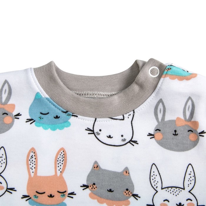 Пижама c манжетами для мальчика, рост 68 см, цвет Зайки-серый U070111Y68_М