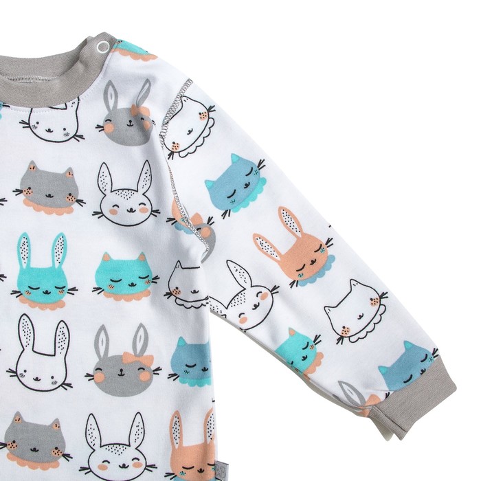 Пижама c манжетами для мальчика, рост 68 см, цвет Зайки-серый U070111Y68_М