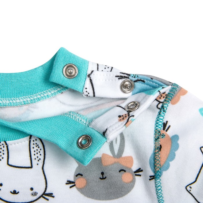 Пижама c манжетами для мальчика, рост 74 см, цвет Зайки-серый -бирюза U070111Y74_М