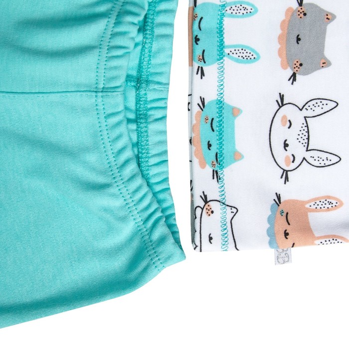 Пижама c манжетами для мальчика, рост 80 см, цвет Зайки-серый -бирюза U070111Y80_М