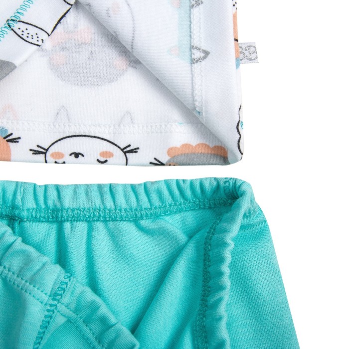 Пижама c манжетами для мальчика, рост 86 см, цвет Зайки-серый -бирюза U070111Y86_М