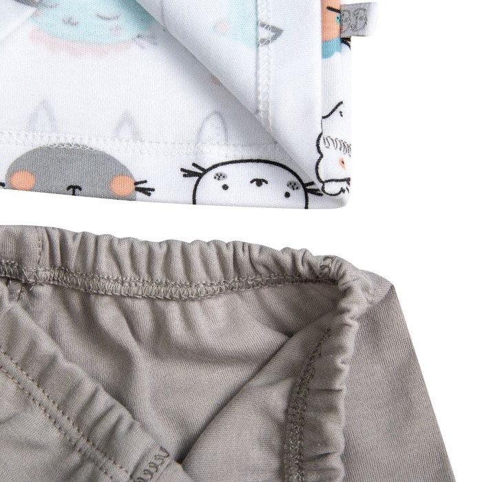 Пижама c манжетами для мальчика, рост 86 см, цвет Зайки-серый U070111Y86_М