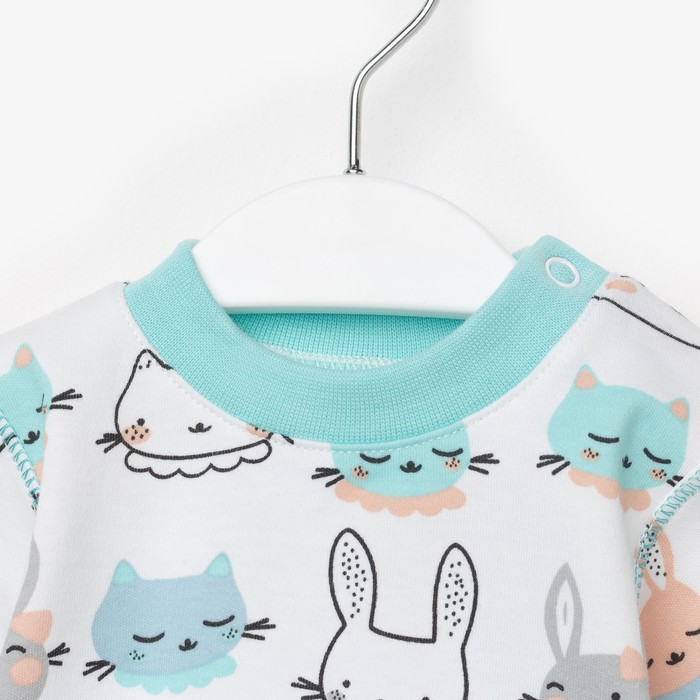 Пижама c манжетами для мальчика, рост 92 см, цвет Зайки-серый -бирюза U070111Y92_М