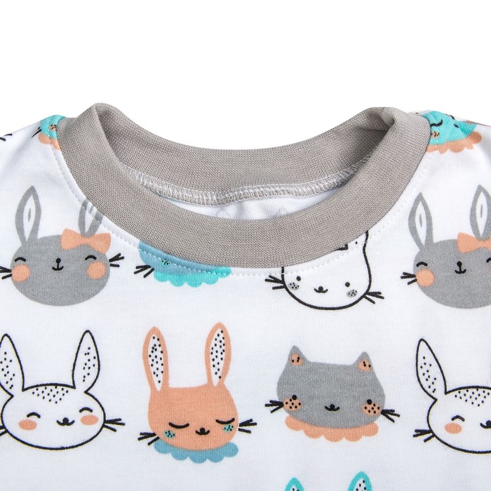 Пижама c манжетами для мальчика, рост 98 см, цвет Зайки-серый U070111Y98