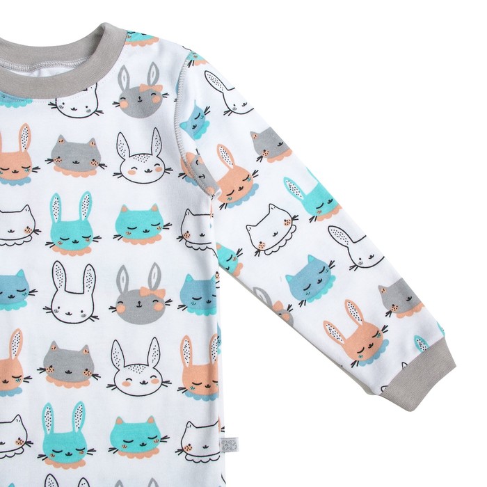Пижама c манжетами для мальчика, рост 98 см, цвет Зайки-серый U070111Y98