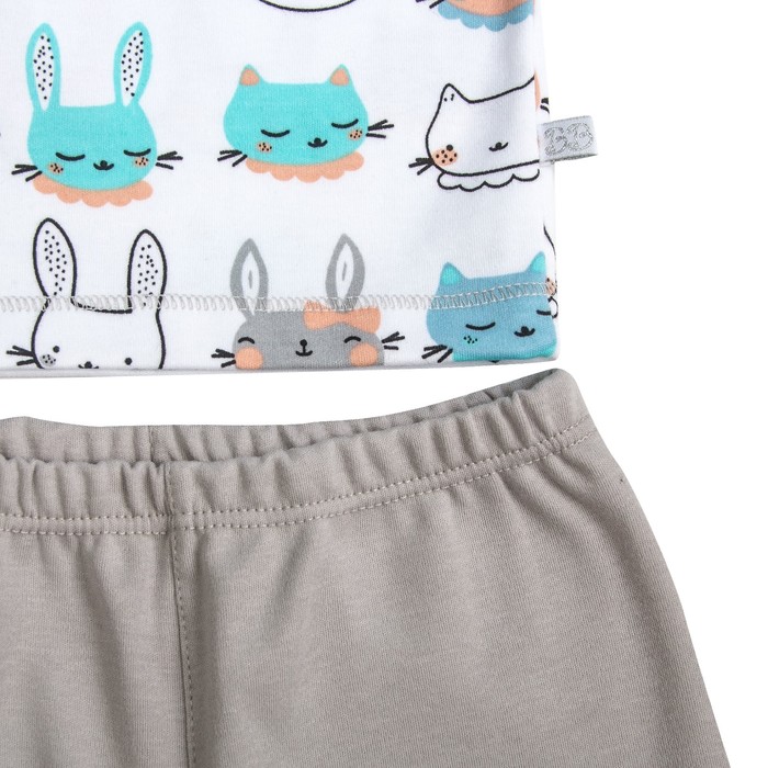 Пижама c манжетами для мальчика, рост 98 см, цвет Зайки-серый U070111Y98