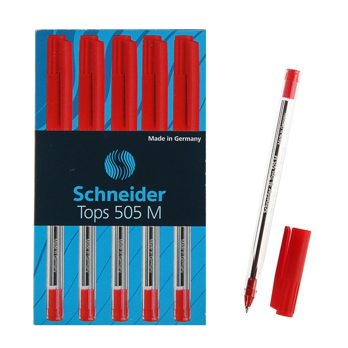 Ручка шариковая Schneider TOPS 505M, узел 0.5 мм, чернила красные