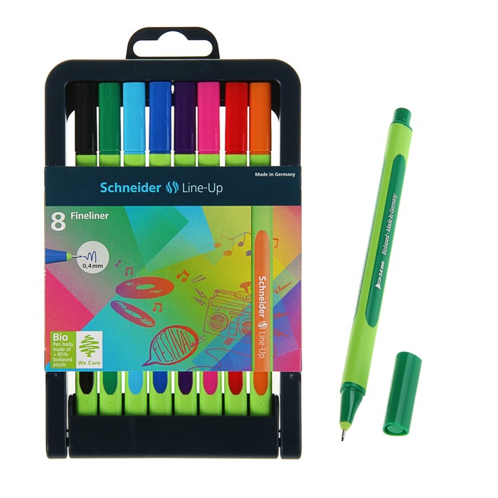 Линер Schneider Line-Up, узел 0.4 мм, 8 штук в футляре, микс