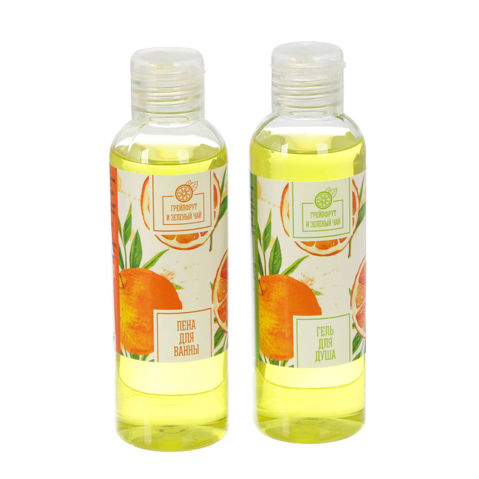Подарочный набор "Самой яркой": гель для душа и пена для ванн с ароматом грейпфрута и зелёного чая, по 150 мл