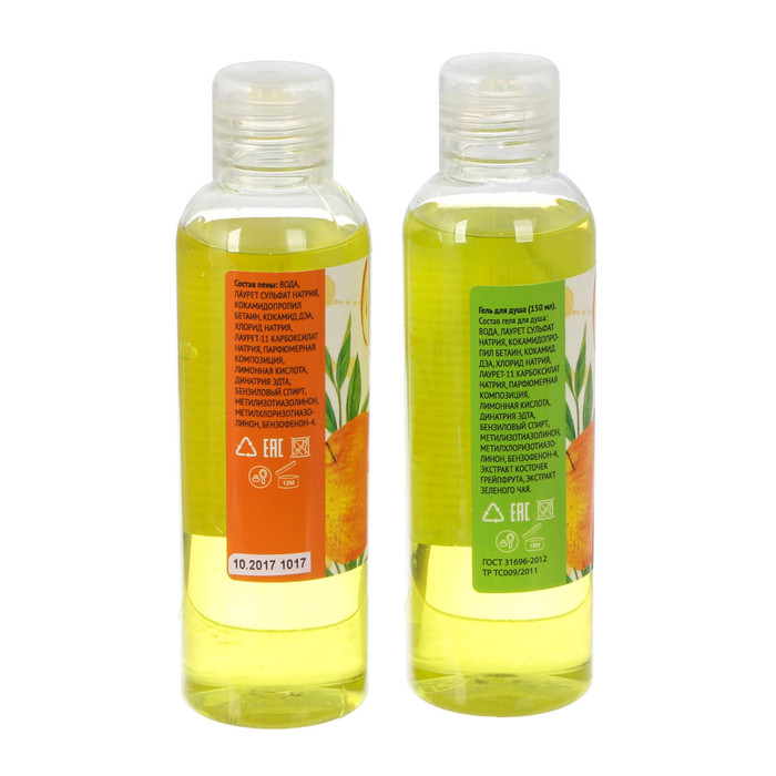 Подарочный набор "Самой яркой": гель для душа и пена для ванн с ароматом грейпфрута и зелёного чая, по 150 мл