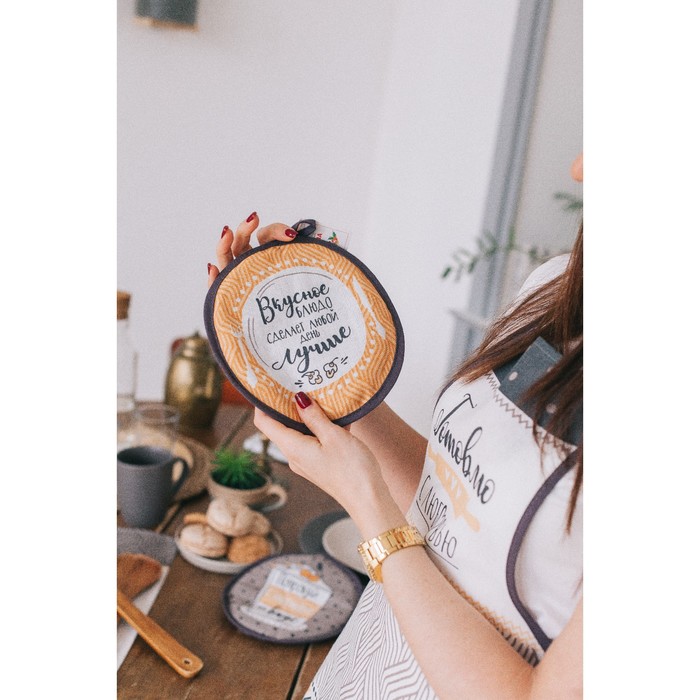 Прихватка "Доляна" Вкусное блюдо 17 х 17 см, 100 % хл 162 г/м²