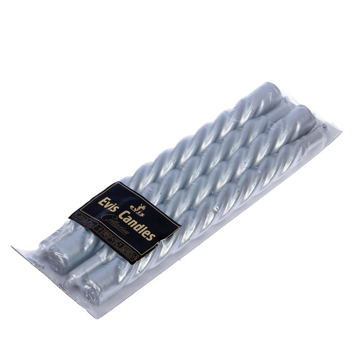 Набор свечей БАРОККО винтовой, серебряный, 4шт