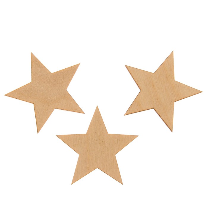 Декоративный элемент из фанеры "Звезда" Набор 3 шт. 6,2 см