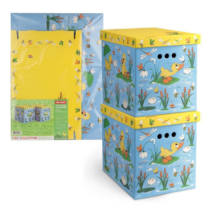 Набор коробов картонных 2 шт "Утята и лягушата" 28х38х31,5 см